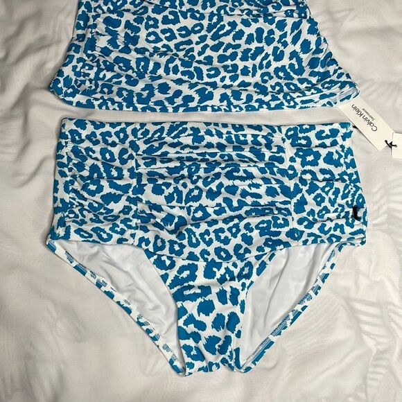 Calvin Klein Womens V-wire Bandeau Halter Tankini Top & High-Waist Bikini Bottom - Picture 7 of 10